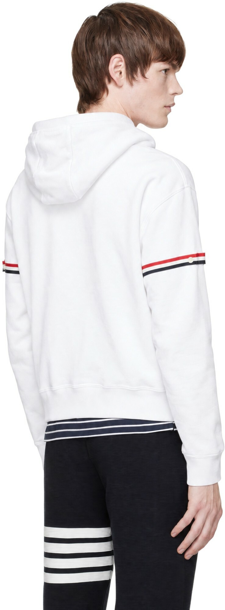 Thom Browne White Loopback Jersey Armband Oversized Hoodie
