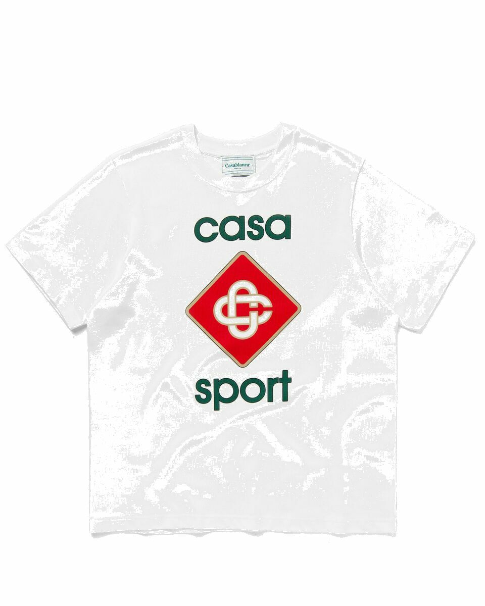Photo: Casablanca Casa Sport Logo Screen Printed T Shirt White - Mens - Shortsleeves