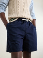 Drake's - Straight-Leg Cotton Drawstring Shorts - Blue