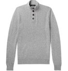 Ermenegildo Zegna - Slim-Fit Suede-Trimmed Mélange Cashmere Sweater - Men - Gray