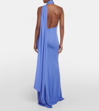 Alex Perry Scarf-detail open-back jersey gown