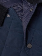 Purdey - Corduroy-Trimmed Quilted Shell Down Gilet - Blue