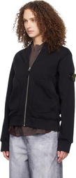Stone Island Black 6100014 Mesh Stitch Organic Fleece Track Jacket
