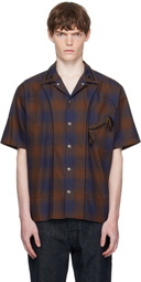 Toga Virilis Brown & Blue Ombre Check Short Sleeve Shirt