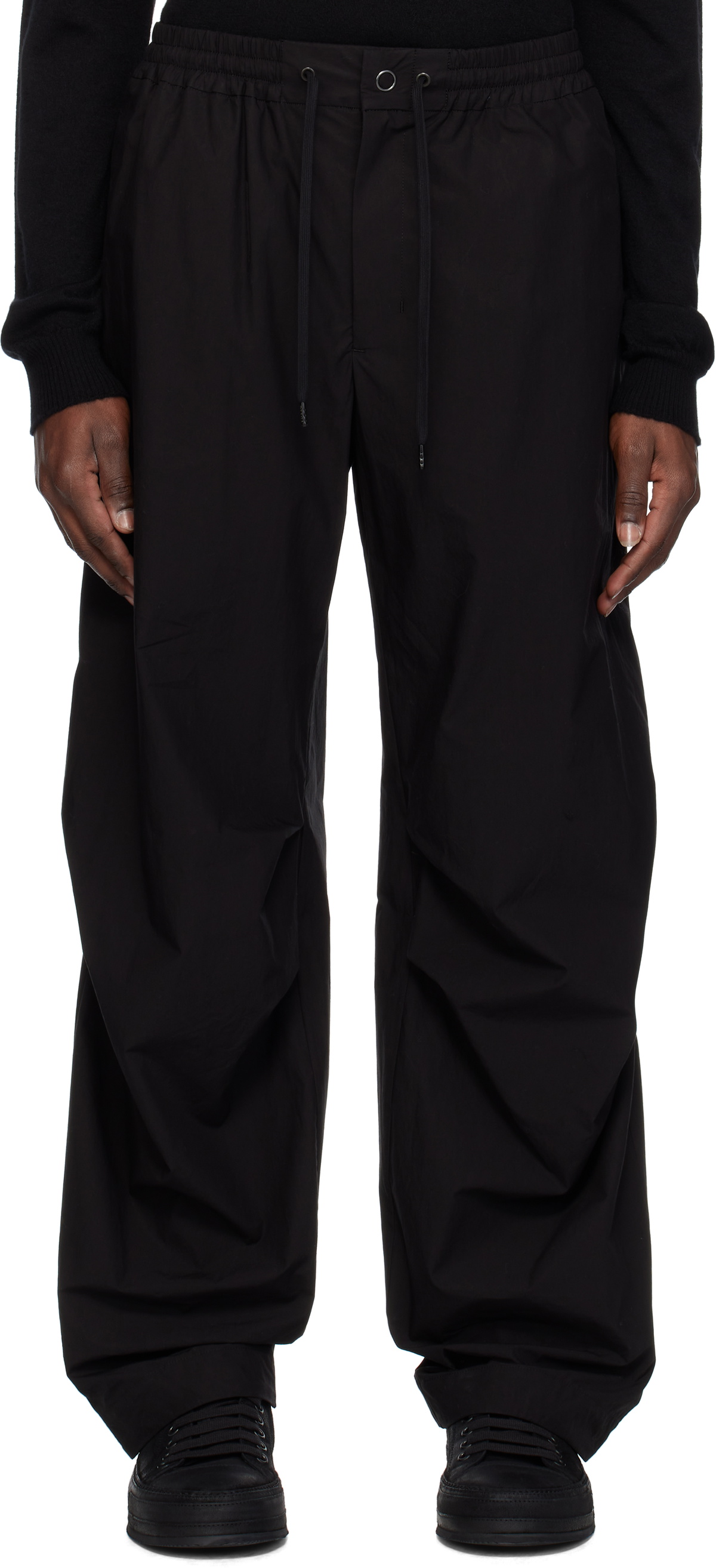 DEVOA Black Baggy High Waisted Trousers