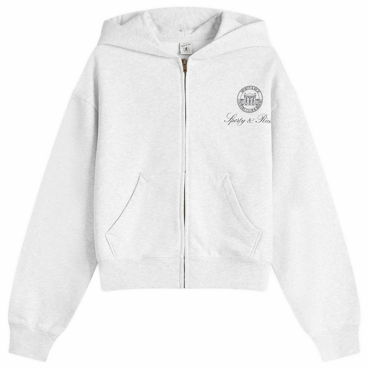 Photo: Sporty & Rich Women's Vendome Resort Cropped Zip Hoodie in Heather Gray Navy