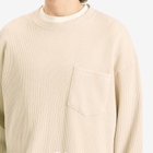 FrizmWORKS Men's Oversized Waffle Pocket Long Sleeve T-Shirt in Cream