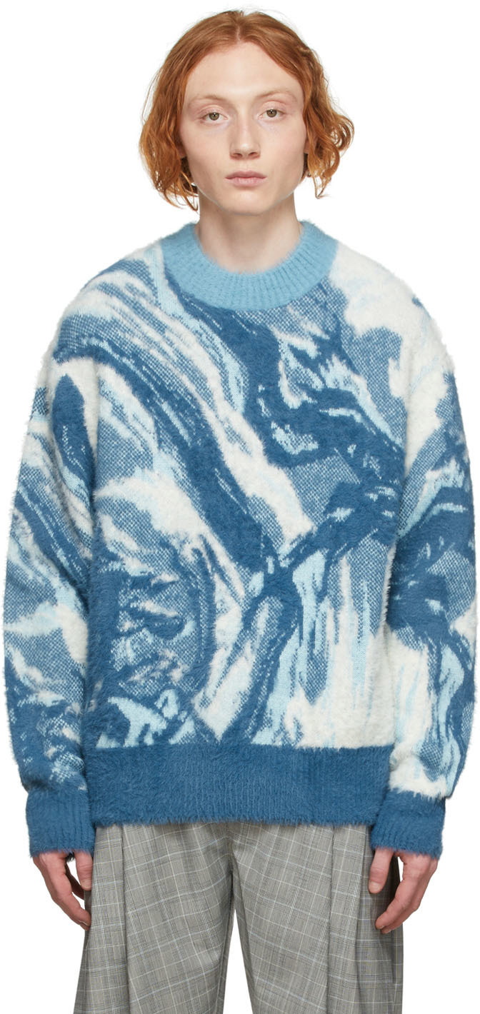 Feng Chen Wang Blue Landscape Sweater Feng Chen Wang