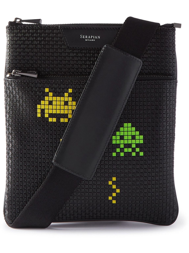 Photo: Serapian - Space Invaders Leather-Trimmed Printed Stepan Coated-Canvas Messenger Bag