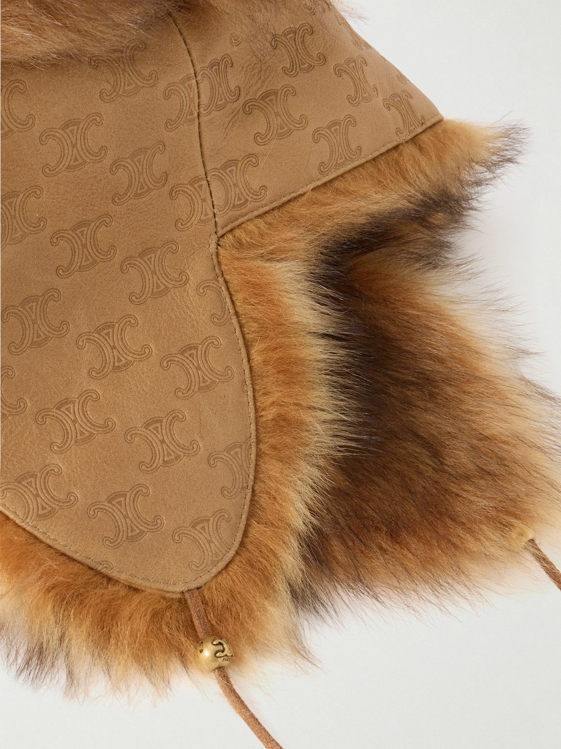 CELINE - Chapka Logo-Debossed Shearling Hat - Brown