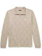 Malbon Golf - Logo-Embroidered Argyle Jersey Half-Zip Golf Sweatshirt - Neutrals