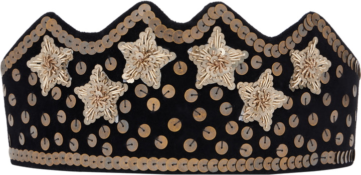 Photo: Bode Black Velvet Sequin Crown Headband