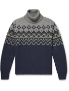 Canali - Fair Isle Wool-Blend Rollneck Sweater - Blue