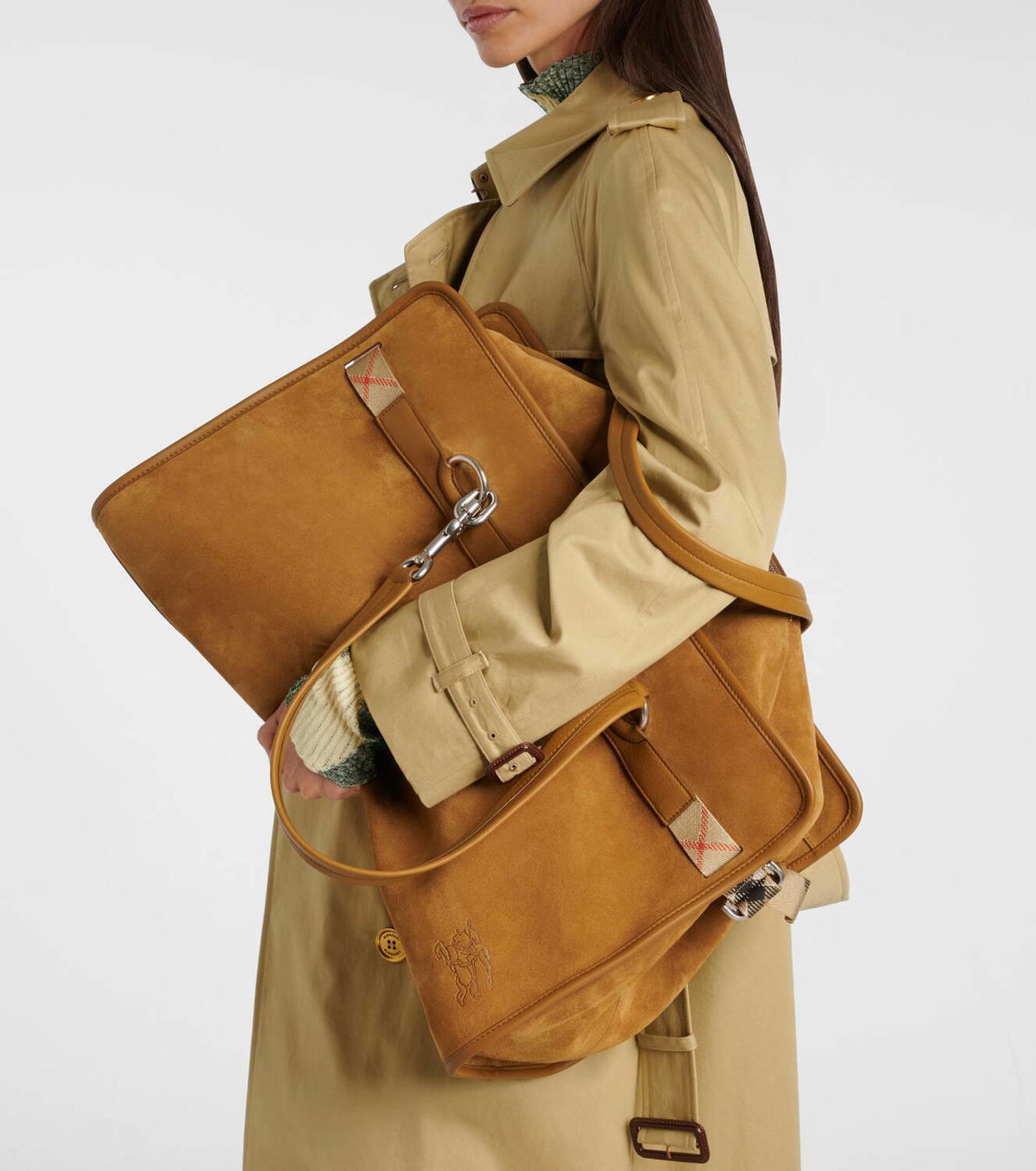 Burberry B Clip Holdall suede duffel bag