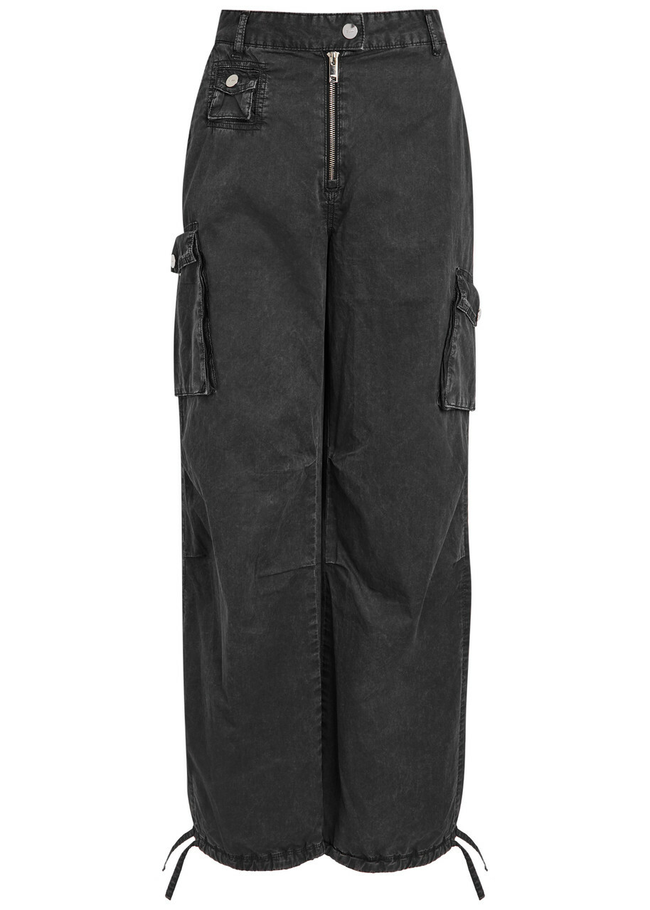 【関税＆送料込み】Ganni 'Cargo' Black Washed Cotton Twill Phantom Black Washed Twill Pants | GANNI US