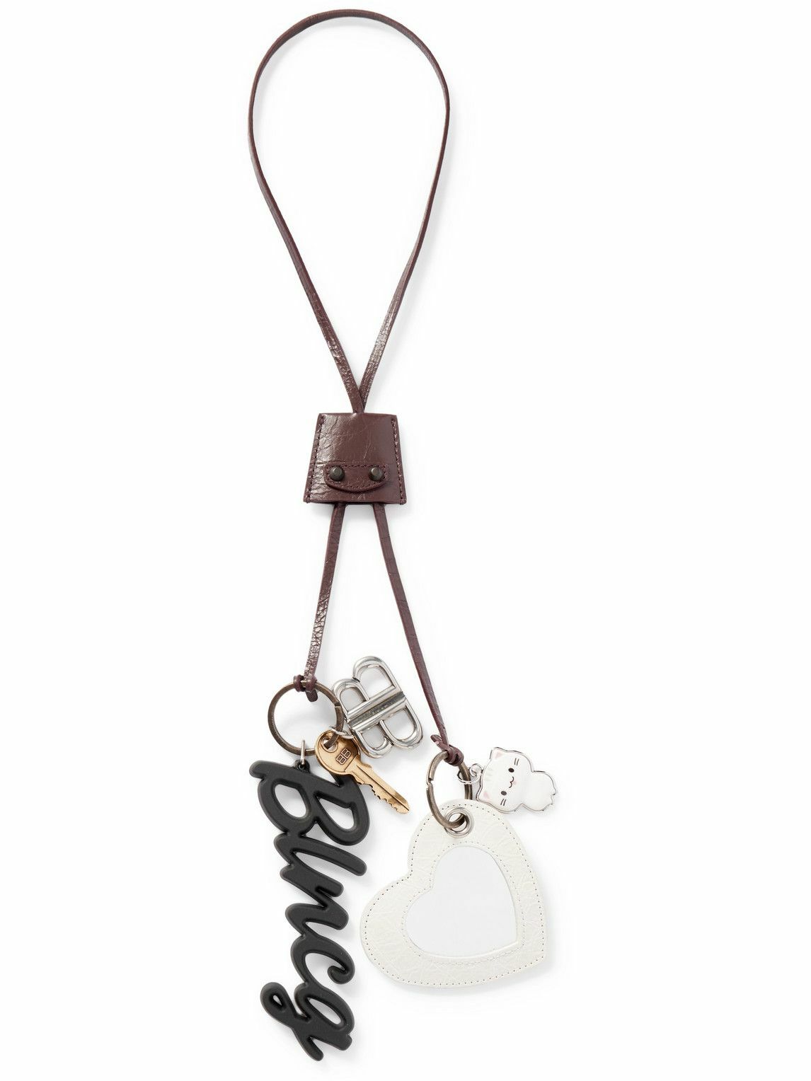 Balenciaga - Le City 2 Embellished Textured-Leather, Silver- and Gold-Tone Key Fob