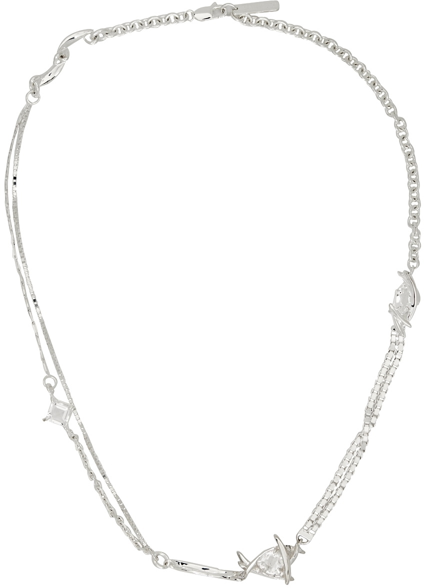 SWEETLIMEJUICE SSENSE Exclusive Silver Thorn Mixed Chain Necklace