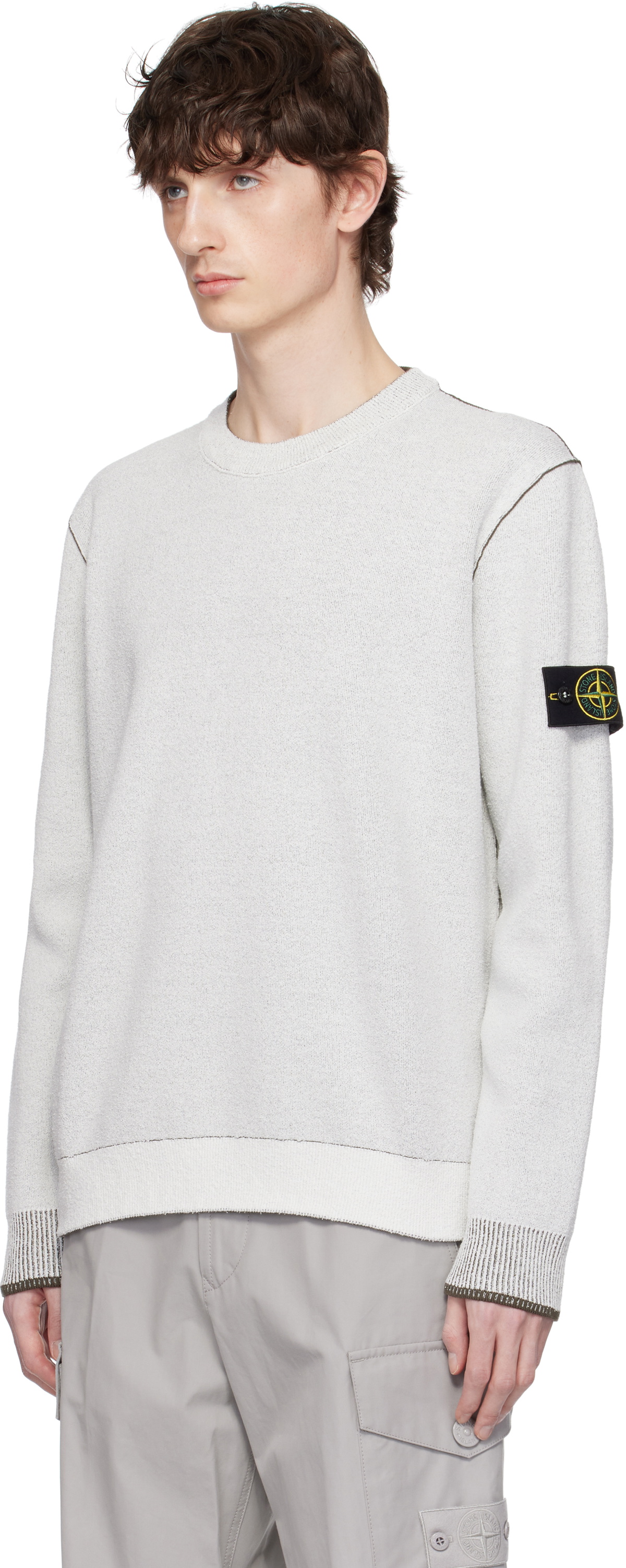 Stone Island Off-White Double Face Cotton & Nylon Sweater Stone Island Off-White Double Face Cotton & Nylon Sweater