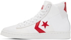 Converse White & Red Pro Leather Parquet Court Sneakers