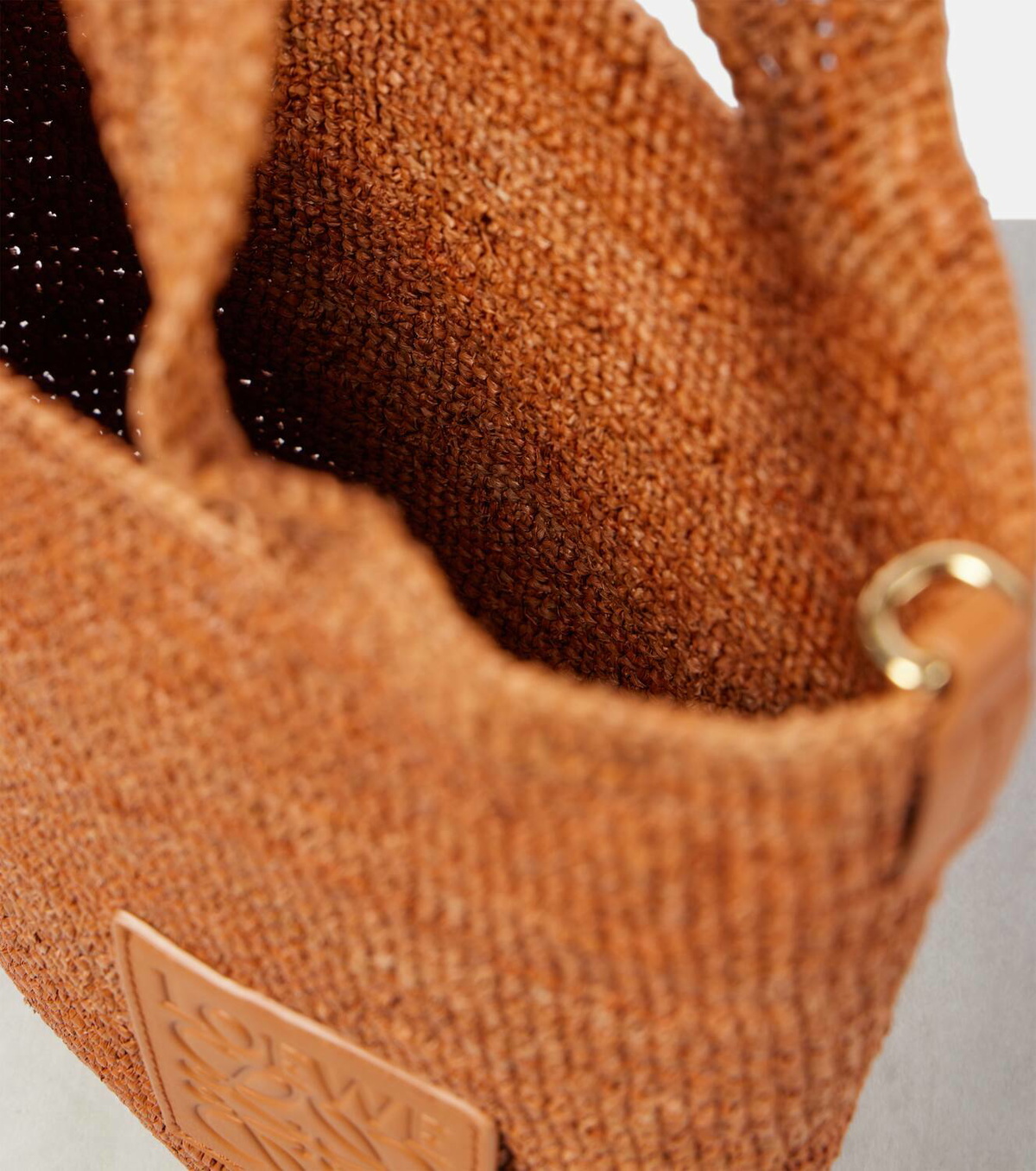 LOEWE セール★ SLIT MINI BAG★NATURAL LOEWE Raffia Calfskin Mini Slit Tote Bag Natural Tan 1623323