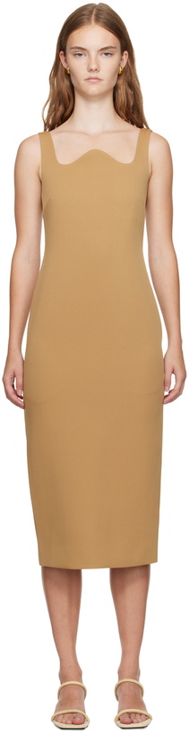 Photo: Recto Yellow Signature Curved Neck Midi Dress