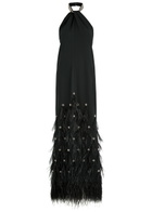 Huishan Zhang Vic Embellished Halterneck Gown Black