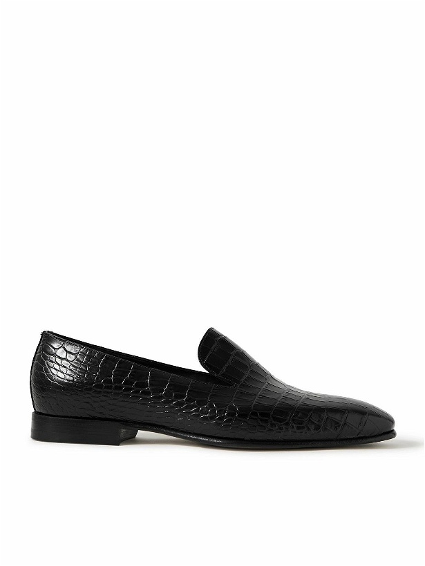 Photo: Manolo Blahnik - Djan Croc-Effect Leather Loafers - Black