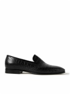 Manolo Blahnik - Djan Croc-Effect Leather Loafers - Black