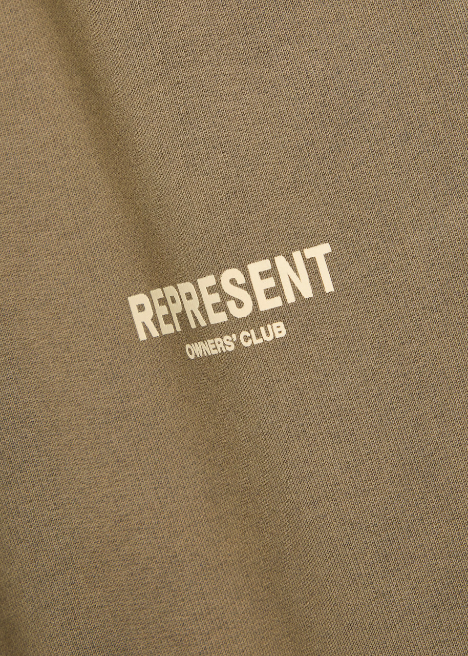 Represent Owners Club Logo-print Cotton Sweatpants Taupe