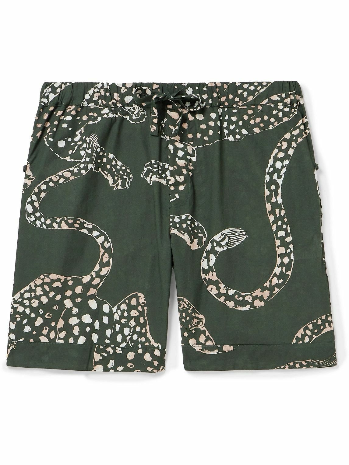 Photo: Desmond & Dempsey - Printed Cotton Pyjama Shorts - Green