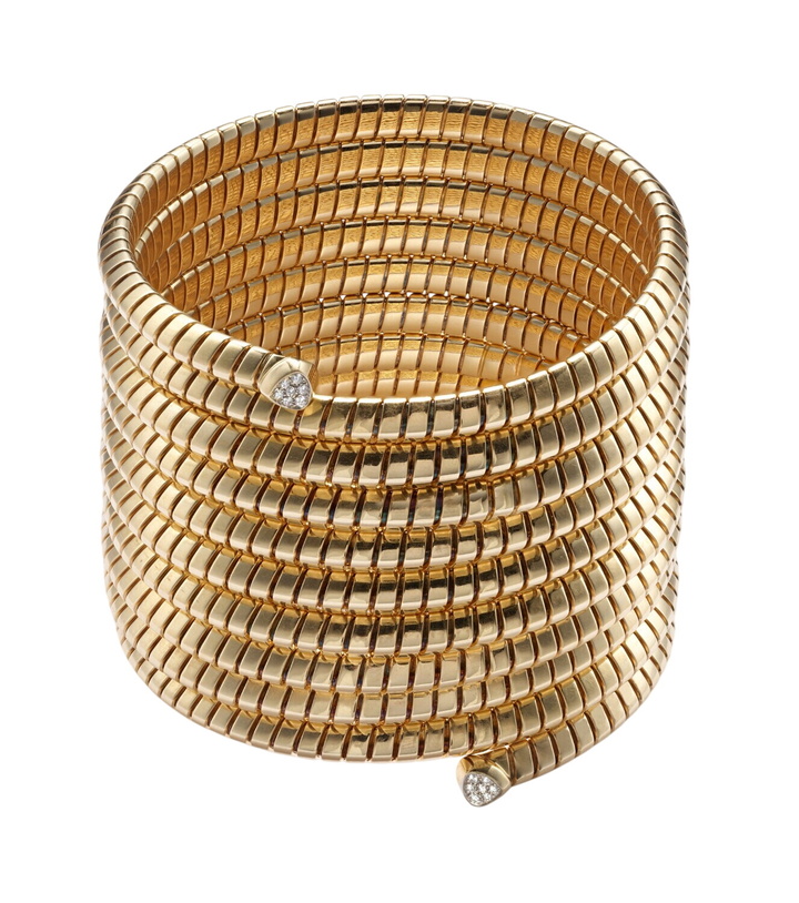 Photo: Marina B Trisolina 18kt gold bangle with diamonds