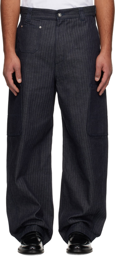 Photo: Givenchy Navy Herringbone Denim Cargo Pants