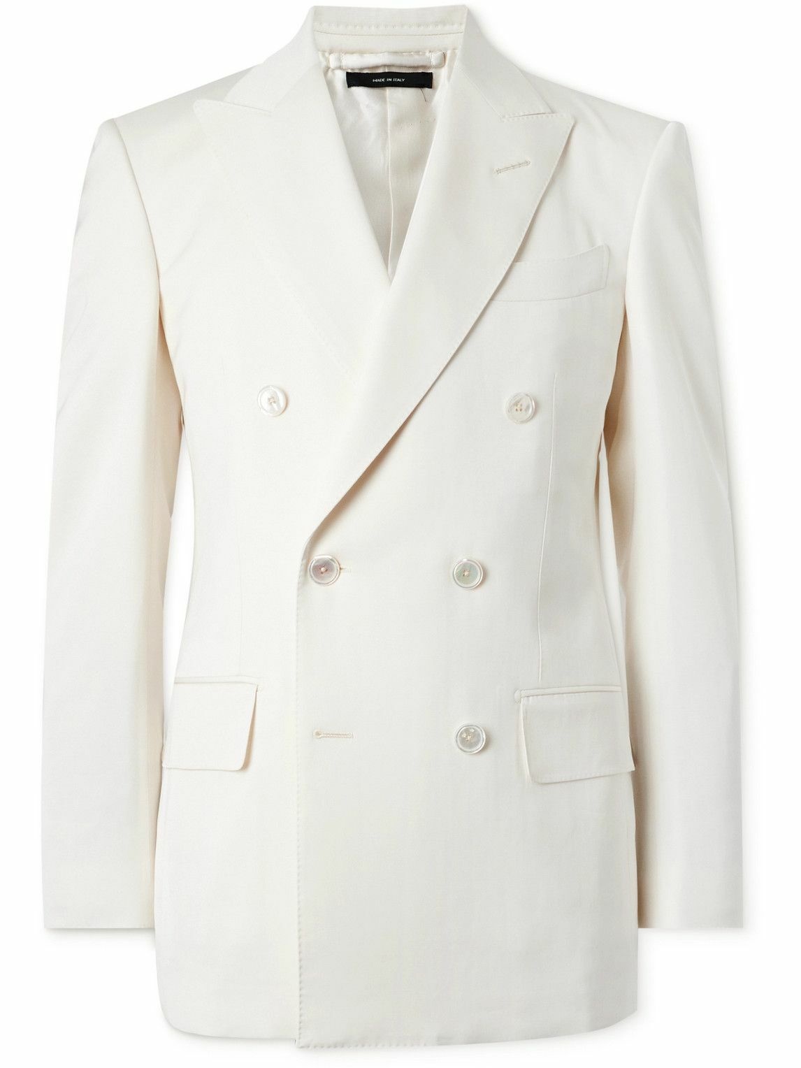 TOM FORD - Double-Breasted Woven Tuxedo Jacket - White TOM FORD