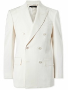 TOM FORD - Double-Breasted Woven Tuxedo Jacket - White