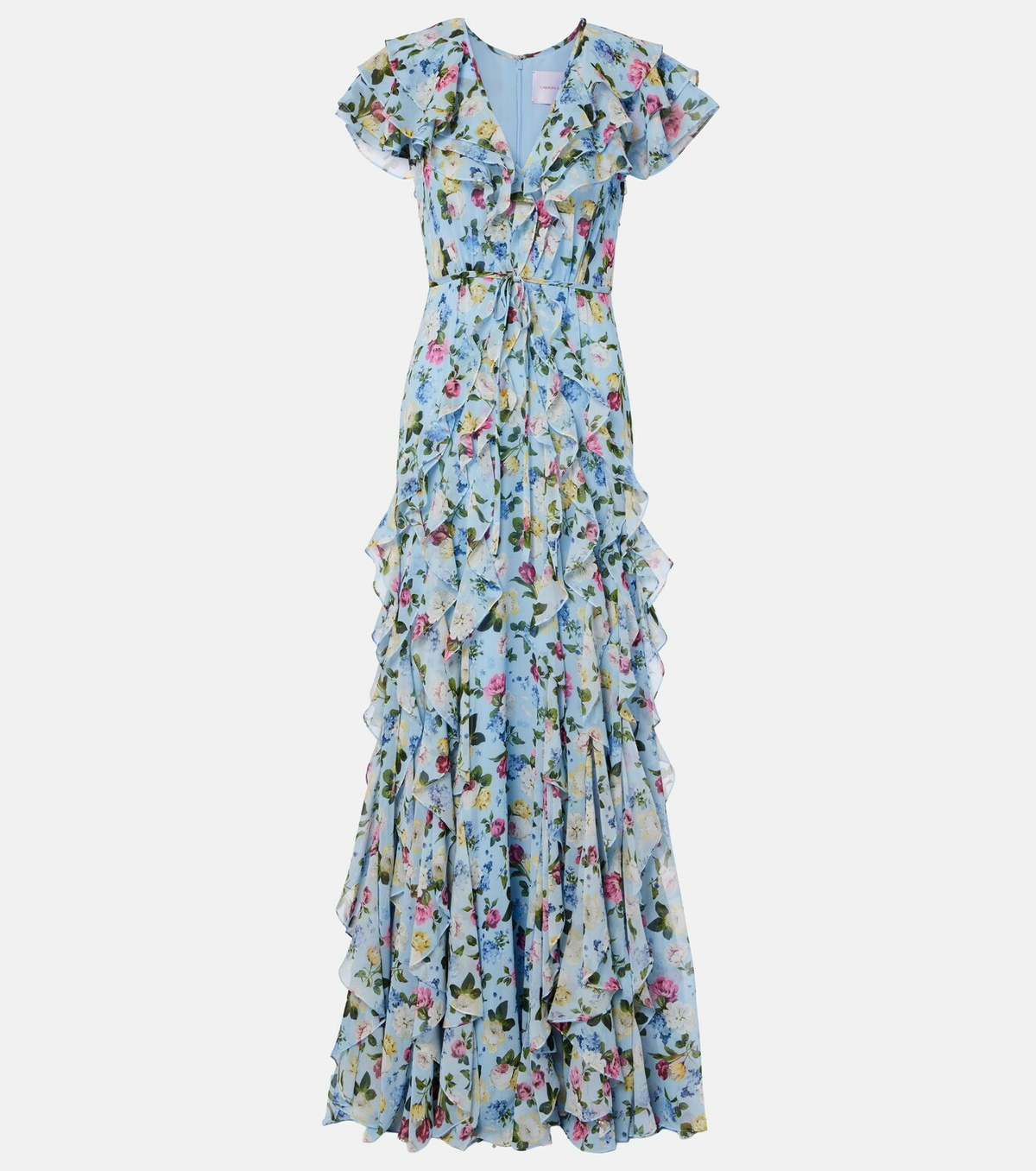 Carolina Herrera Floral ruffled silk gown