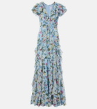 Carolina Herrera Floral ruffled silk gown