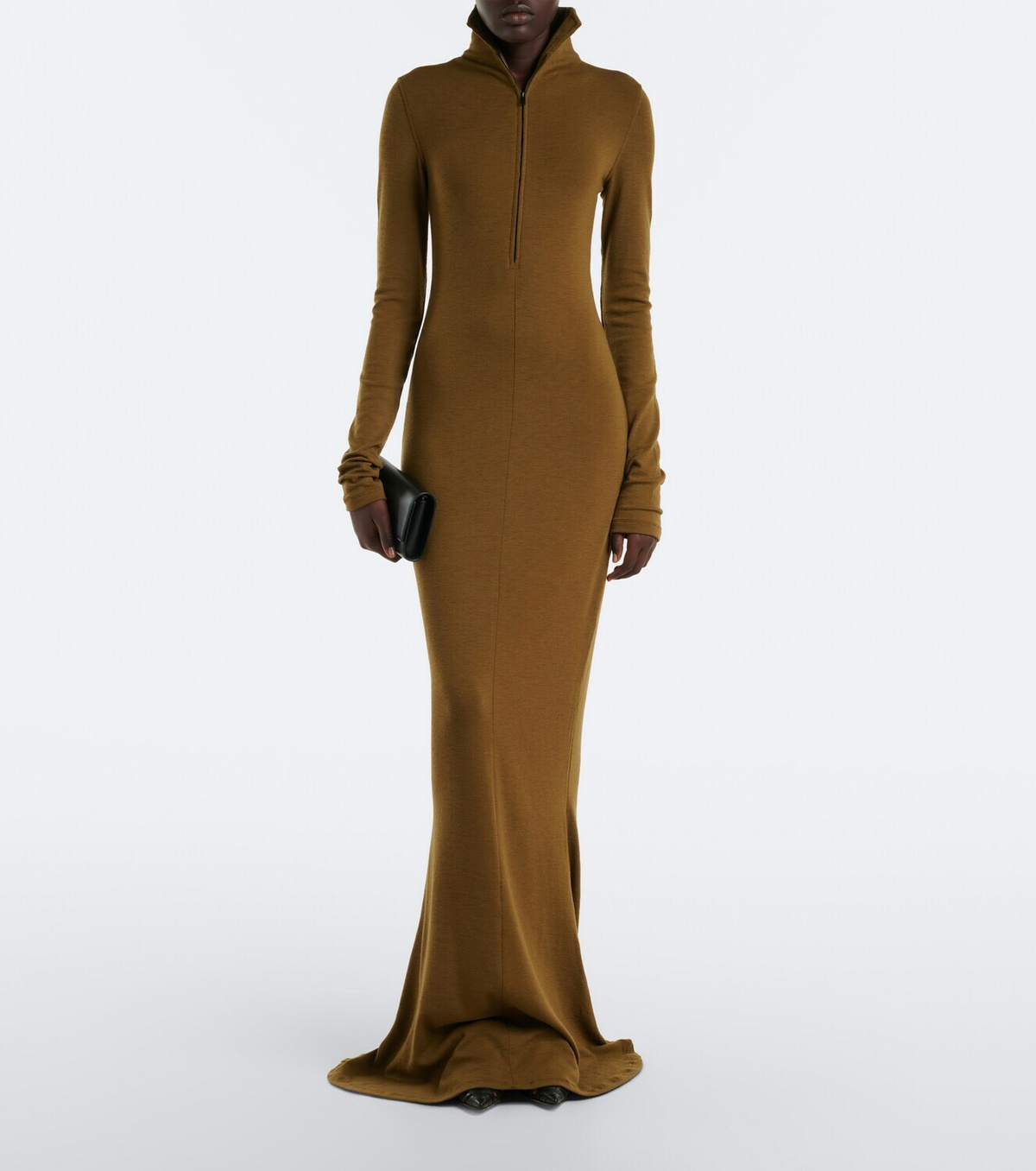 Mugler Wool-blend jersey polo dress