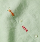 Altea - Camp-Collar Embroidered Linen Shirt - Green