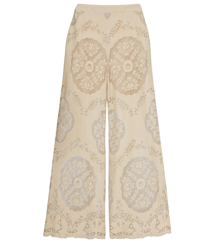Photo: Valentino Embroidered cotton-blend wide-leg pants