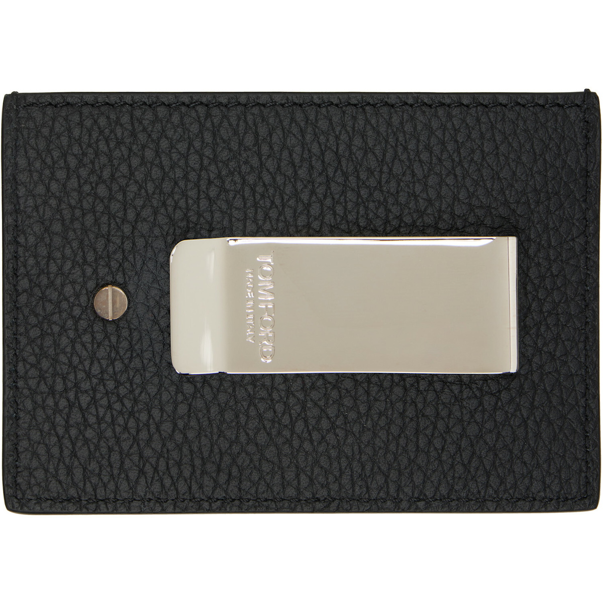 TOM FORD Black Soft Grain 'T Line' Money Clip Card Holder