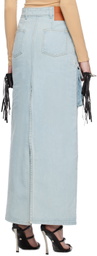 Lado Bokuchava Blue Cargo Denim Maxi Skirt