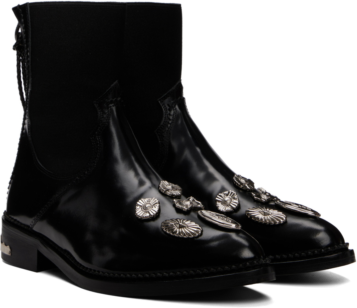 Toga Pulla Black Polido Ankle Boots