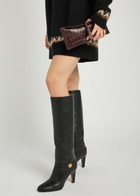 Staud Eve Crocodile-effect Leather Clutch - Brown - One Size