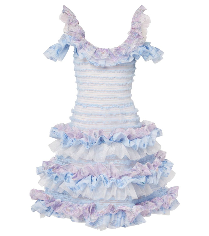 Photo: Susan Fang Printed smocked ruffled minidress