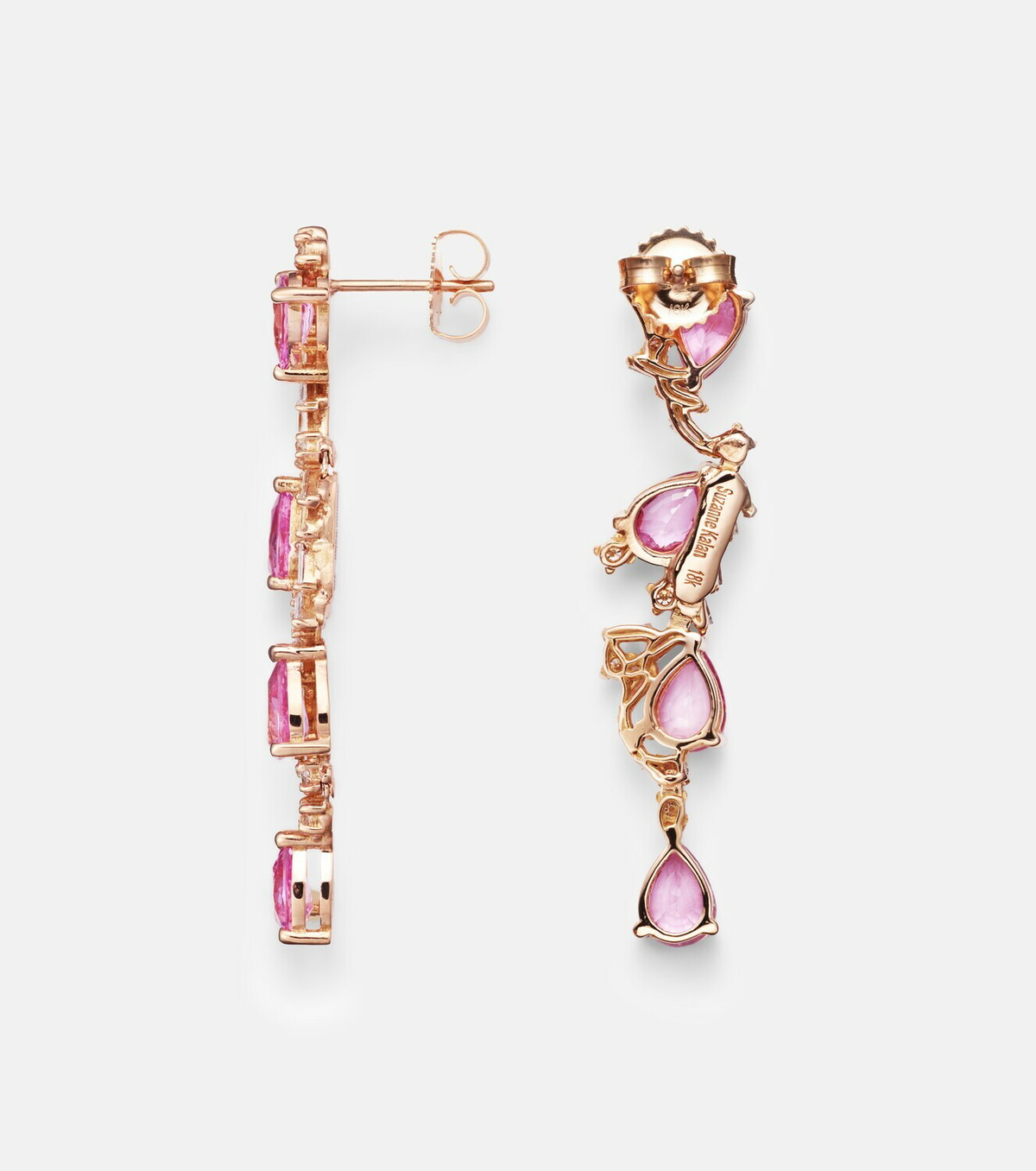 Suzanne Kalan 18kt rose gold drop earrings with sapphires and diamonds