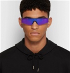 Balenciaga - Ski Rectangle-Frame Enamelled Acetate Sunglasses - Purple