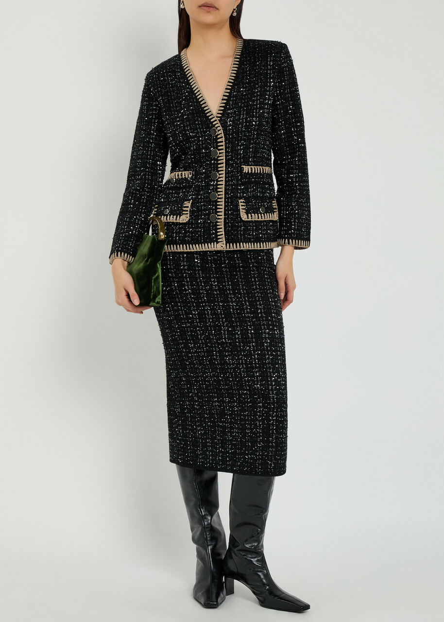 Veronica Beard Cerani Sequin-embellished Knit Jacket Black