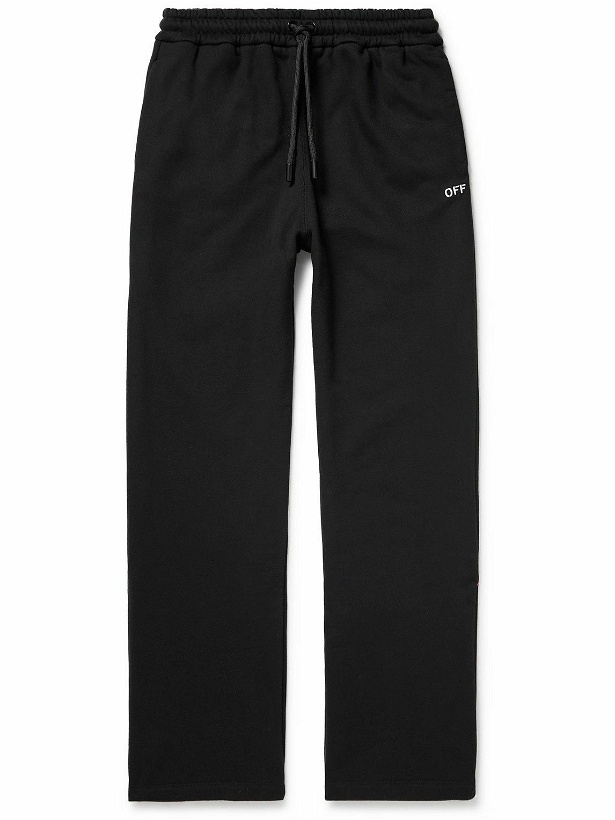 Photo: Off-White - Logo-Embroidered Cotton-Jersey Sweatpants - Black