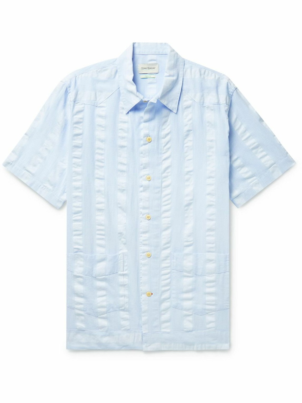 Photo: Oliver Spencer - Cuban Striped Organic Cotton-Gauze Shirt - Blue