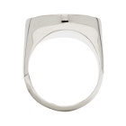 Balenciaga Black and Silver Oval Chevaliere Ring